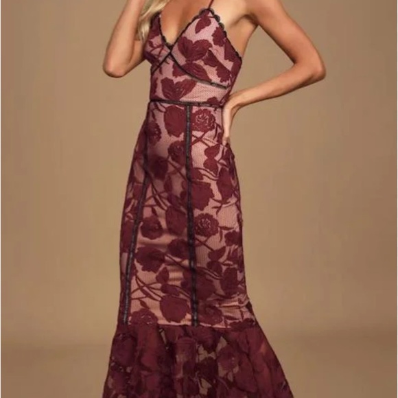 Lulus Dresses & Skirts - Lulu's Red Halter Maxi Gown for Weddings